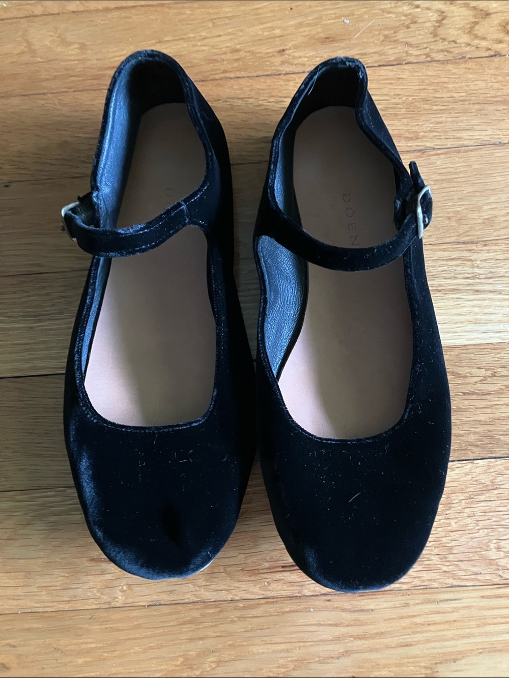 Doen Black Velvet Mary Jane Slipper Shoes US 7